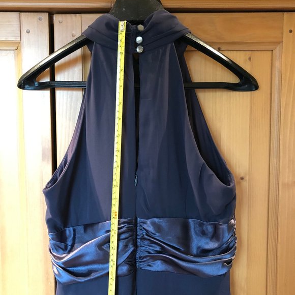 Grey-Teal Halter-style Midi Cocktail dress - Picture 9 of 13